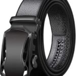 ZORO Men's Vegan Leather Auto-Lock Belt – Black, Formal & Casual (40mm Width)