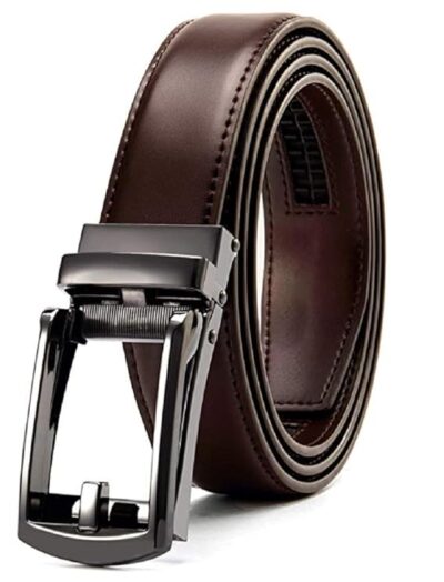CONTACTS Genuine Leather Auto-Lock Belt for Men | Adjustable Micro Fit | Formal & Casual | Gift Box