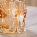 Nestasia Crystal Glass Set of 6 (200ml) | Elegant Amber Abstract Design for Whiskey, Juice, Water & More | Stylish Bar Set Addition for Home & Celebrations | Perfect for Gifting