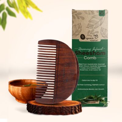 Sheesham Wooden Infusion Comb with Oil Holes for Hair Roots | Soaked Infused with Premium Rosemary & Castor Oil | Rosewood Comb Oil Applicator, Shampoo & Medicine | Helps Oil Spreads Evenly