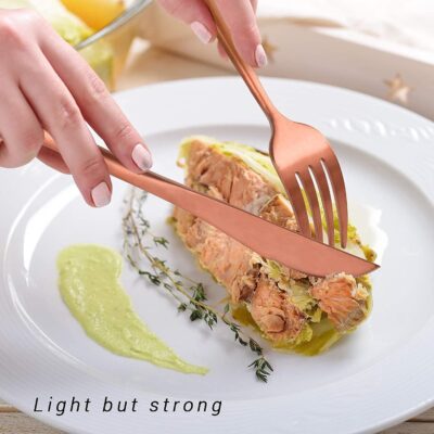 RASOIWARE 24-Piece Stainless Steel Cutlery Set | Rosegold Dinnerware Set for 6 | Knife, Fork, Spoon Set | Elegant Tableware for Home, Kitchen & Restaurant