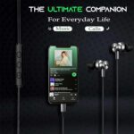 Kratos Tune V4 C Type Earphones Wired, 13mm Bass Drivers Earphone, Inline Control Type c Headphones with Mic, Sweat Resistant, Comfort Fit Type c Earphone with Volume Control,Metallic c pin Earphones