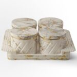 Selvel Unbreakable & Air Tight Dry Fruit Container Tray Set with Lid & Serving Tray, Airtight Container Set Capacity 430 ML (4 Pieces, Polypropylene) (White)