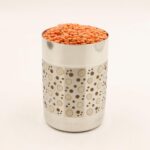 Spillbox Stainless Steel Rice Measuring Padi / Uzhakku – Extra Large Traditional Grain Measuring Vessel for Rice, Wheat & Cereals – 120 ml Capacity (Silver)