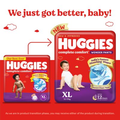 Complete Comfort Wonder Pants | Pant Style Baby Diapers Extra Large Size, 68 Count (34 count, pack of 2) | India's Fastest Absorbing Diaper, Prevents Diaper Rash, Ideal for 12 to 17 Kgs