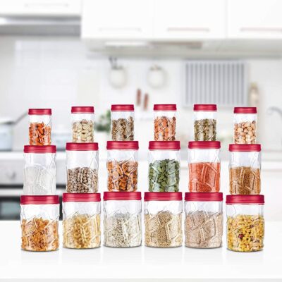 MILTON Vitro PET Canister Set of 18 | (6×230 ml, 6×600 ml, 6×1180 ml)