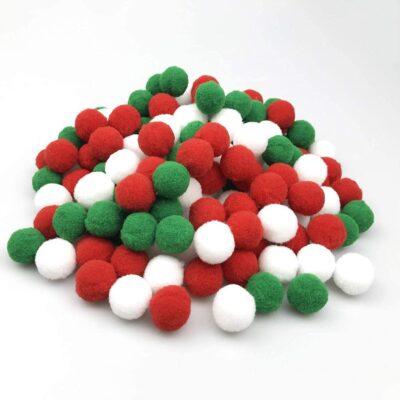 handloom hub 300 Pieces 0.8 Inch Christmas Pom Poms, Red Green White Pompoms Balls for Xmas DIY, Creative Crafts Decorations