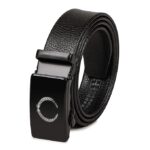 VOGARD Men's Vegan Leather Auto-Lock Belt – Black, Formal & Casual