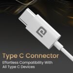 Portronics Conch Theta C in Ear Type C Wired Earphones with in Line HD Mic, Powerful Audio, 14.2mm Driver, Unique Earbuds Design, TPE Anti Tangle Wire, in line Controls, Wide Compatibility(White)