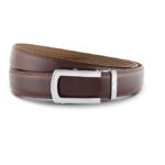 HALDEN BURLEY Genuine Leather Men’s Belt | Magnetic Auto-Lock Buckle, Adjustable up to 44” Waist, No-Hole Ratchet Strap