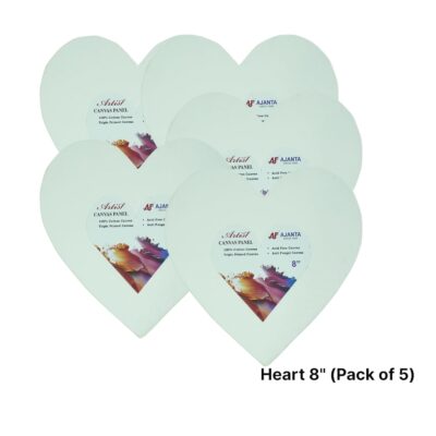 8" Heart Shape Canvas Board for Painting Cotton fine Grain Board Canvas (Pack of 5)