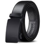 ZORO Men's Vegan Leather Auto-Lock Belt – Black, Formal & Casual