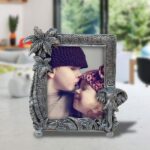 Handicrafts Paradise Elephant & Coconut Tree Aluminium Photo Frame (14x15.3 cm)v