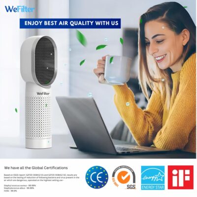 WeFilter HEPA13 Air Purifier for Home Bedroom Office | Mini Purifier for 270 Sqft | 40° Rotation | 28dB Quiet | Removes 99.99% Impurities Fast | 1 Year Warranty | Breathe Cleaner Air Today
