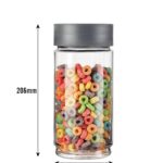 CELLO Modustack Glass Storage Jar Set of 3 (1000 ml x 3) | Transparent Airtight Glass Jars for Kitchen Storage | Stackable Multipurpose Containers for Grains, Pulses, Spices, Cereals, Cookies, Pickles & Dry Fruits