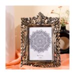 Duadecor Hand-Carved Wooden Photo Frame – 5x7 Inch, Antique Golden Finish