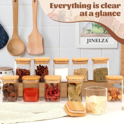 Jinelza Airtight Clear Glass Storage Jar Set | 220 ml × 6