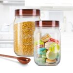 MILTON Vintage Airtight Containers with Spoons | Set of 2 (1.5 L each) | Transparent, Stackable, Food-Grade Plastic Jars for Kitchen Storage | Ideal for Tea, Coffee, Sugar, Snacks, Dry Fruits & Pulses