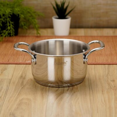 Sumeet Stainless Steel Induction Bottom Casserole – Encapsulated Base, 1.3 Litre, 14 cm, Silver – Durable, Multipurpose & Dishwasher Safe