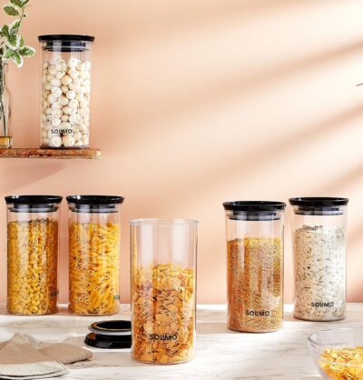 Amazon Brand – Solimo Airtight Plastic Storage Jar & Container Set | 1400 ml Each | Set of 6