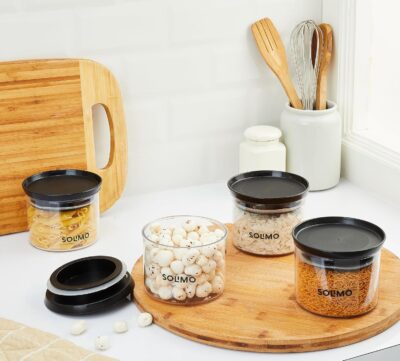 Amazon Brand – Solimo Airtight Plastic Storage Jar & Container Set | 500 ml Each | Set of 4