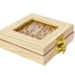 Ridhi Home & Decor Wood Handcrafted Gold Coin Shagun Box (Multi_3.5 Inch X 3.5 Inch X 1 Inch)