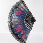 ISKA Silk Sakura Butterfly Printed Japanese Folding Hand Fan Black (Pack Of 2) ps