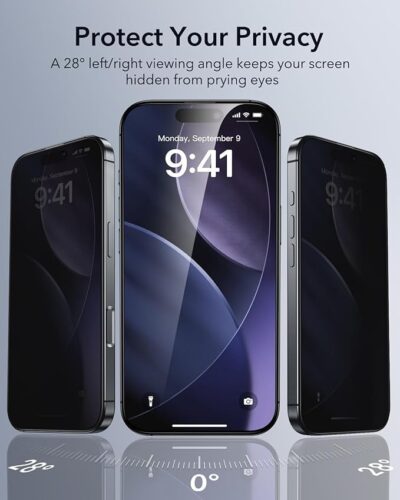 Military-Grade Gorilla Privacy Tempered Glass Compatible For iPhone 15 / iPhone 16 (Black) Edge To Edge Coverage and Easy Installation Kit with 1 month warranty
