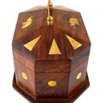 ITOS365 Handmade Wooden Jewellery Box For Women - Wood Brown Mix | Durable & Elegant Jewel Organizer With Elephant Décor | Jewellery Storage Box With Latch Closure - 6 Inches
