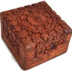 Unique Wooden Handicrafts Handmade Wooden Jewellery Box For Women Jewel Organizer Square Elephant Décor 4X4 Inch(Gift For Raksha Bandhan)