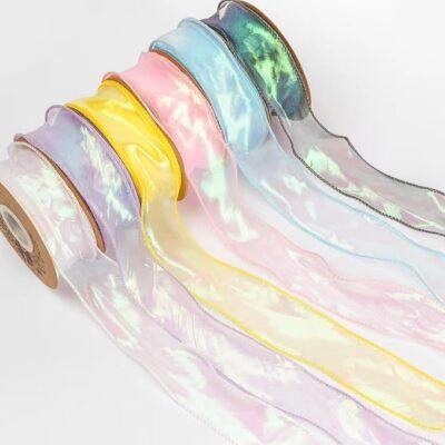 PATPAT ® 6 Rolls Colorful Sheer Bow Satin Ribbon Roll for Gift Wrapping,4cm Wide,10 Yard Long, Dreamy Organza Ribbons for Decoration, Fancy Ribbons for Gift Wrapping, Crafts, Bows, Party Decor, Multicolor