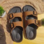Bloom Footwear Fashionable two straps for men, cork sandals for casual and office wear. Comfortable & Adjustable | (TAN-9), TAN, 9 UK