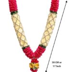 Handcrafted Fabric Satin Ribbon Garland | for Photos, Deity/God Idols, Home &Temple Decoration Garland - 21 (Pink - White)
