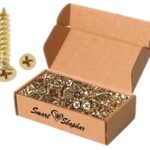 Smart Shophar 19x6mm Steel Flat Head Sheet Metal Screws – Golden Brass Finish (Pack of 100)