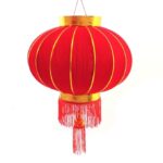 1 Pcs Traditional Chinese Hanging Lanterns, Decorative Indoor Red Silk Fabric Lamps Decoration.