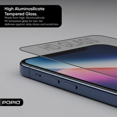 POPIO Military-Grade Gorilla Tempered Glass Compatible For iPhone 13 / 13 Pro / 14 / 16e (Black) 9H Hardness, Edge-to-Edge Full Coverage, Anti-Scratch, Bubble-Free, Ultra Clear HD Glass, Oleophobic Coating, Face ID Compatible