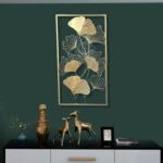 DSH Gold Metal Leaf Wall Decor | Handcrafted Wall Hanging Sculpture for Living Room, Bedroom & Office (iWART-36-OSLO)