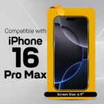 Totem [1+1 Instafit Iphone 16 Pro Max Tempered Glass Full Screen Protector | Iphone 16 Pro Max Screen Guard | Auto-Align Install Kit | 9H Hardness | High Clarity | Touch Sensitive | Crystal Clear