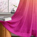 Ombre Printed Linen Textured Sheer Curtains for Living Room, Bedroom, Dining Room, Kitchen, Bathroom (5 FEET, Orange + Pink)