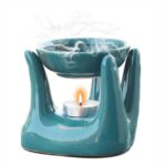 Pure Source India Ceramic Hand Type Oil Burner Diffuser for Home, Office, with 1 Tea Light Candle, Made by Porcelain (Green)
