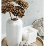 SPHINX Ribbed Pipe Ceramic Vase for Flowers, Pampas Grass, or Live Plants | Decorative Home & Office Centerpiece Gift – No Flowers- (White, 6 Inch)