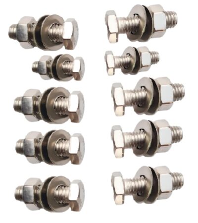 Battery Nut Bolt with Washer Set (M6 x 10mm, Zinc-Coated) – Pack of 40 Pcs