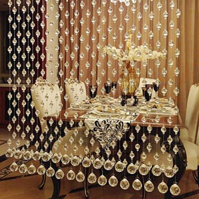 k9 100% Glass Drops, Acrylic String Beads Partition Crystal Curtains for Living Room (4 Feet Height, 10 String Suitable for 2.5 to 3 Feet Width) (Transparent)