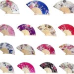6pcs Hand Fan Traditional Chinese Vintage Bamboo Folding Handheld Flower Fan Chinese Dance Party Pocket Gifts for Wedding Hand Fans Decor Handheld Fans mix (6 Pcs)