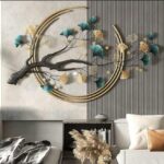 Nualish Ginkgo Leaf Metal Wall Art | Modern Luxury 3D Metal Wall Decor (40x22 Inch)