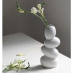 SPHINX Decorative Ceramic Vase for Flowers, Pampas Grass Vase, Vase for Money Plant Live Plants for Home, Office,Gifts- (Pebble Vase, Height- 8.5 Inches, White)