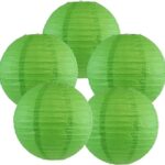 Stylish and Chinese Japanese Paper Lanterns, Party and Event Decor Hanging Paper Lanterns Decoration Set of 5. (8 Inch, Green)