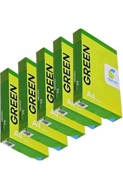 Century PACKWELL Green A4 Size Sheet 70 GSM Blank (Unruled) White Copier Printer Xerox Multipurpose Paper in bulk - Pack of 5 Reams (5 x 500 Sheets)