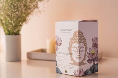 Soul & Scents Sacred Buddha Ceramic Tea Light Burner | Aromatic Oil Diffuser with Free Lemongrass Oil (10 ml) | Gift Set for Meditation, Relaxation & Special Occasions