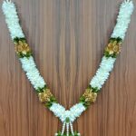 Gurram Premium Range of Pooja Accessories (Size: 22 Inches, in CM: 56 cms) Fabric Handmade Washable Artificial Garland Flower Mala for Photo Frame God Idols (Gold Color Middle Flower Mala)